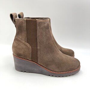 Sanctuary Womens Engage‎ Brown Suede Leather Wedge Ankle Boots Shoes